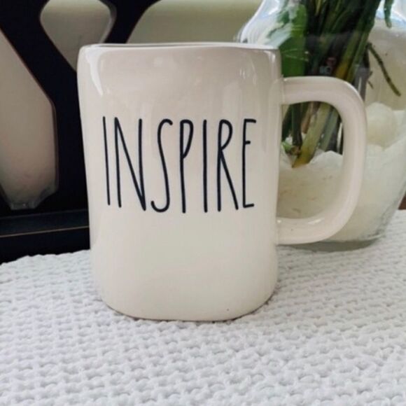 Rae Dunn INSPIRE White Black Coffee Tea Hot Chocolate Cocoa Mug - Picture 1 of 1